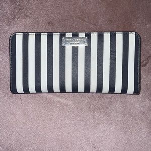 Henri Bendel brown and white striped wallet